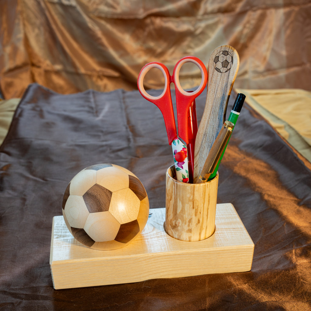 ⚽Set da scrivania a tema calcio in legno massello