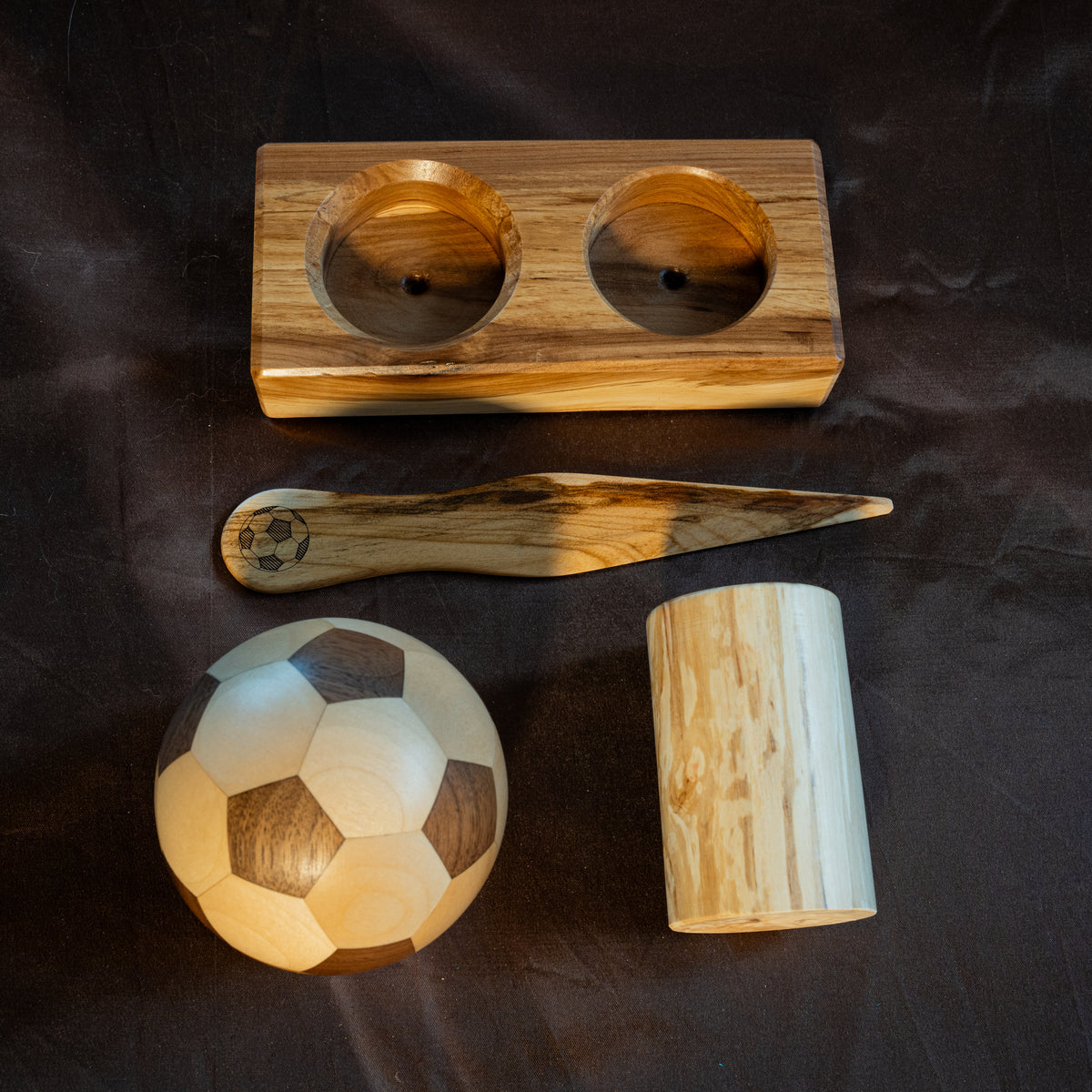 ⚽Set da scrivania a tema calcio in legno massello