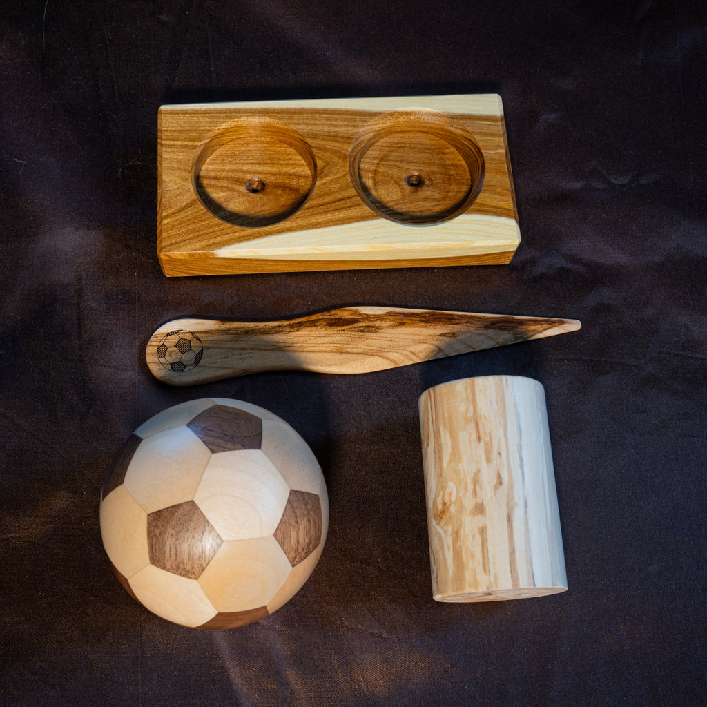 ⚽Set da scrivania a tema calcio in legno massello