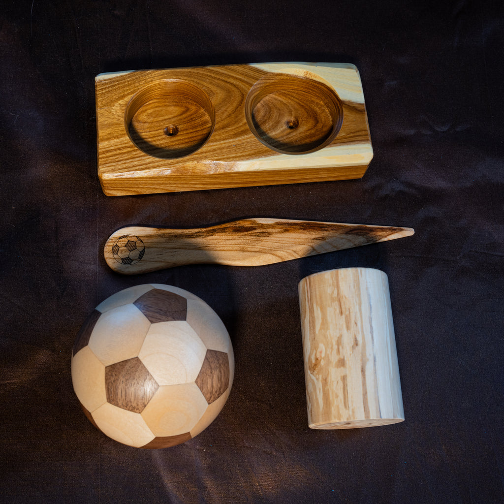 ⚽Set da scrivania a tema calcio in legno massello