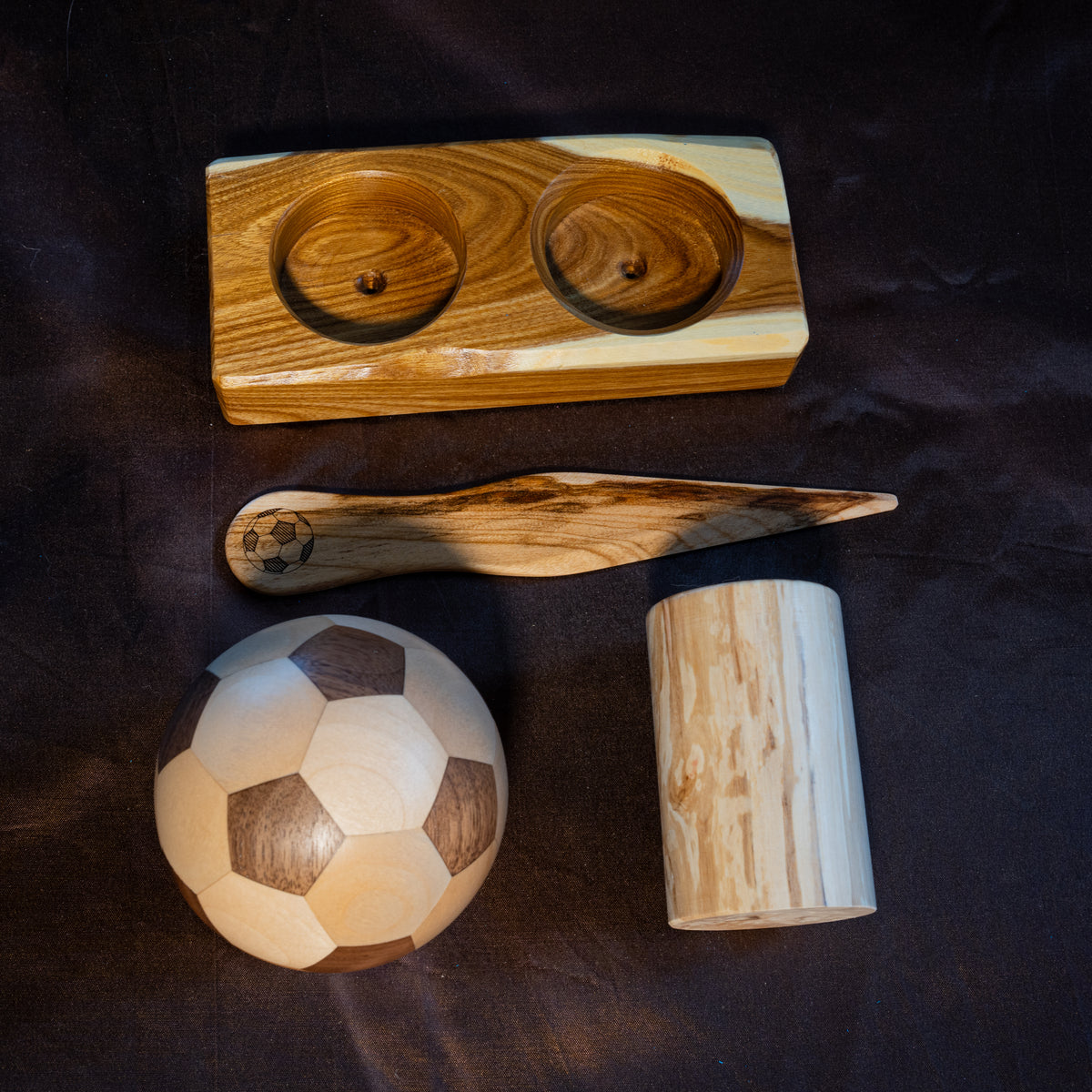 ⚽Set da scrivania a tema calcio in legno massello