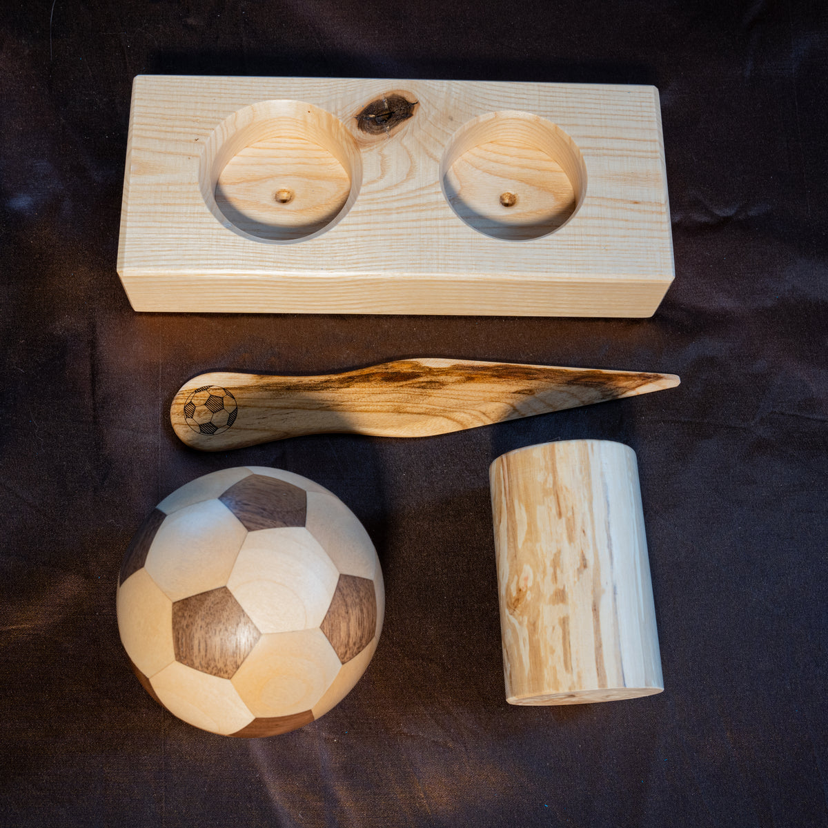 ⚽Set da scrivania a tema calcio in legno massello