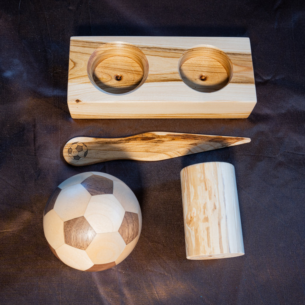 ⚽Set da scrivania a tema calcio in legno massello