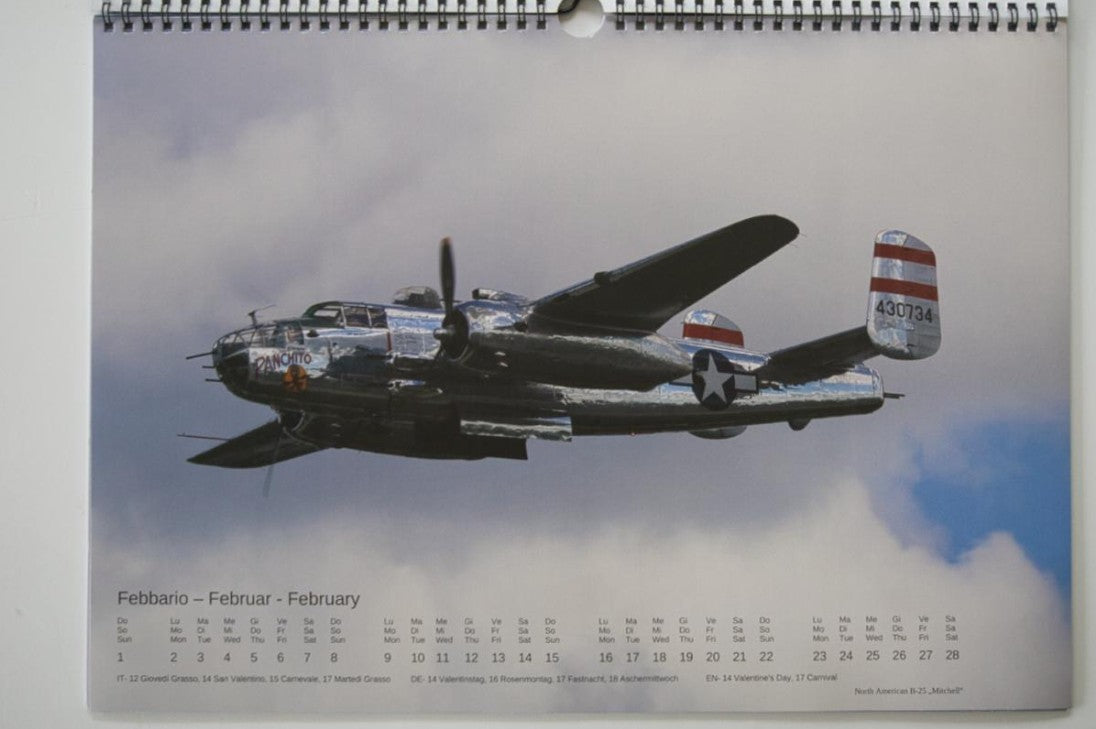Calendario fotografico da parete 2026 formato A3 tema warbirds